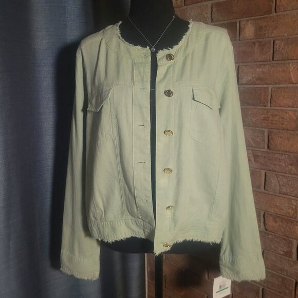 NWT!! Ellen Tracy Linen Blend Women's Pale Sage Lightweight - Picture 1 of 14